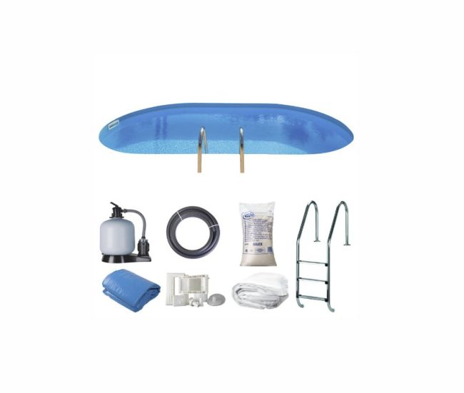 Swimmingpool, GRE, oval 7x3,2x1,5 komplet med teknik