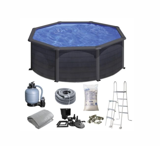 GRE swimmingpool, rund Ø3,50 x 1,32 m - Black Graphite
