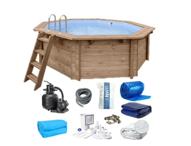 Abatec Træpool 434x401x116 cm (komplet m/teknik + covers)